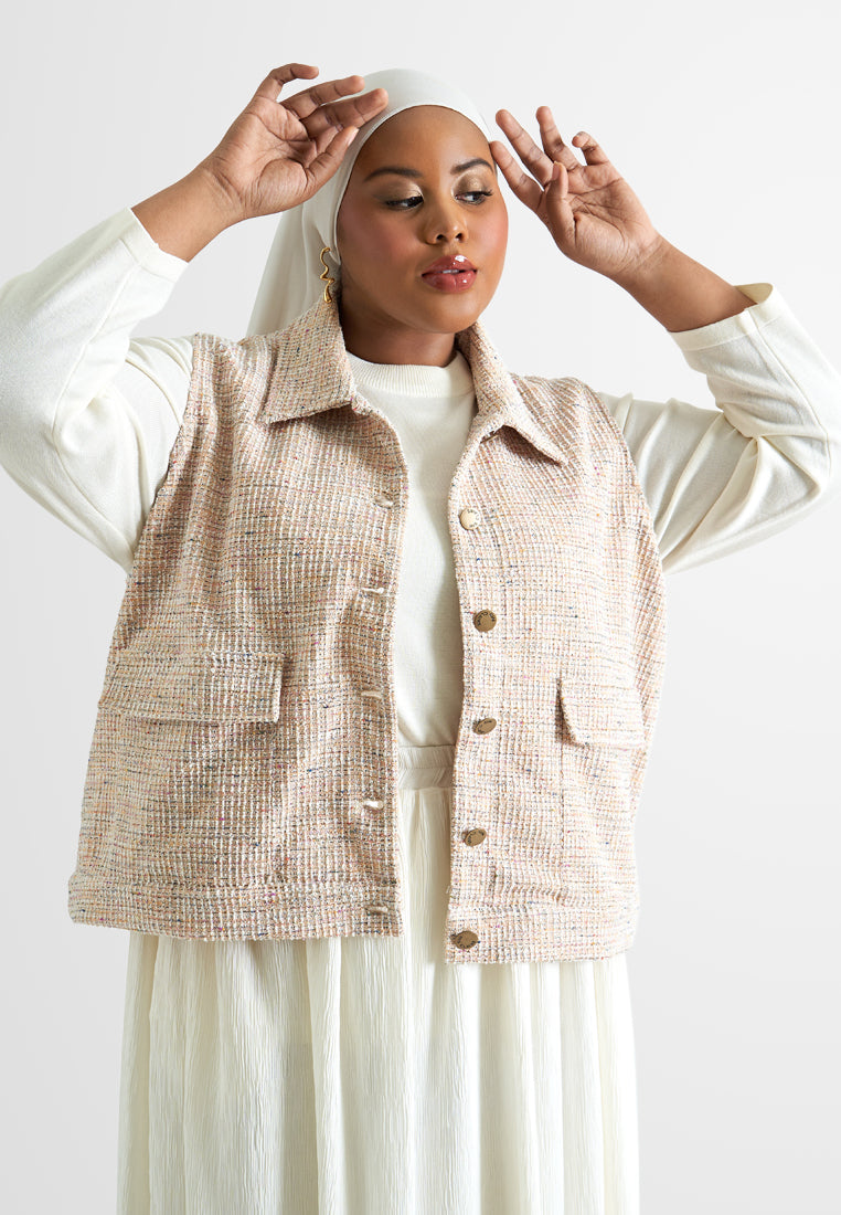 Lantana Sleeveless Tweed Jacket Vest – Mis Claire
